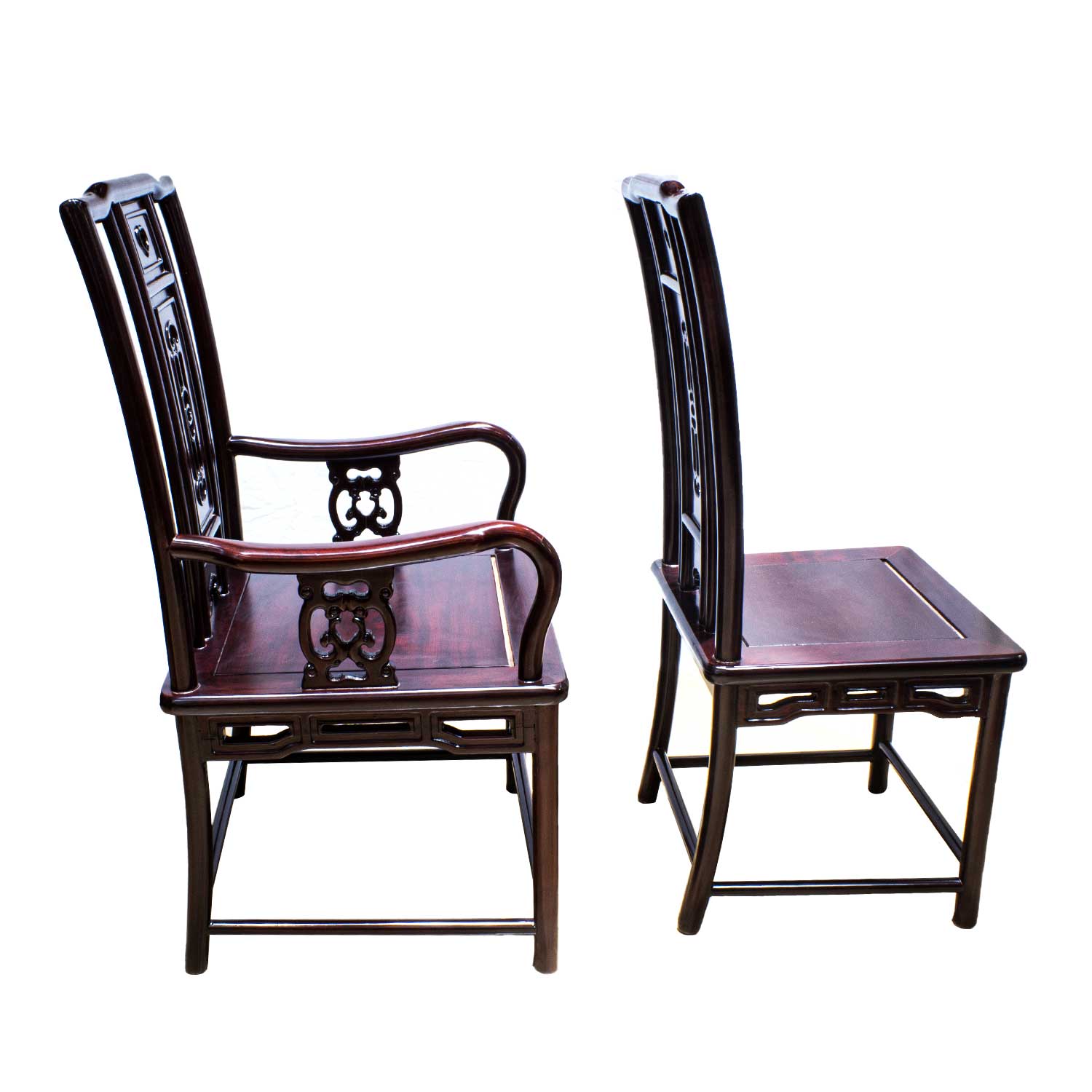 Dark Cherry 7 Piece Elegant Oriental Dining Table Set Rectangular Shape